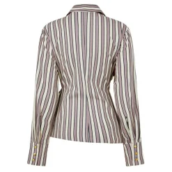 Women's Wrap Stripe Long-Sleeve Blouse