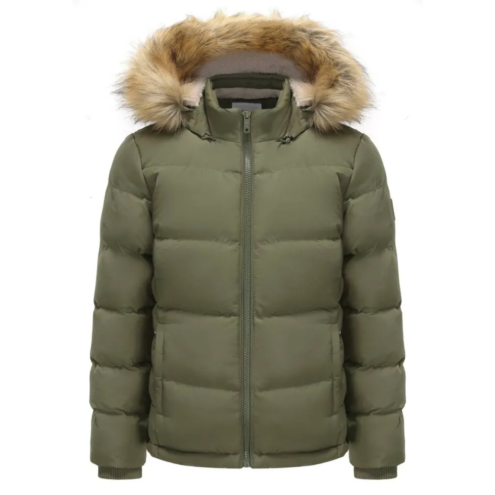Womens 2 Zip Bubble Hooded Long Sleeve Short Puffer Jacket