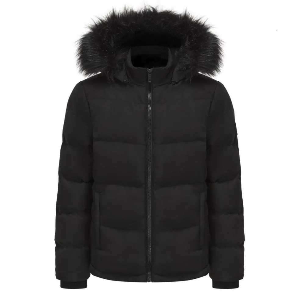 Womens 2 Zip Bubble Hooded Long Sleeve Short Puffer Jacket