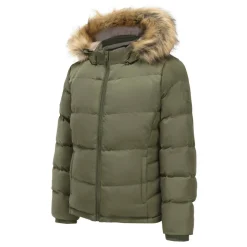Womens 2 Zip Bubble Hooded Long Sleeve Short Puffer Jacket