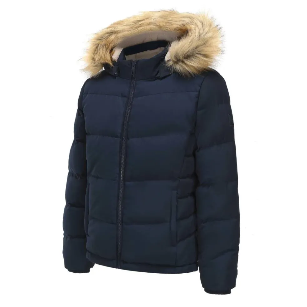 Womens 2 Zip Bubble Hooded Long Sleeve Short Puffer Jacket