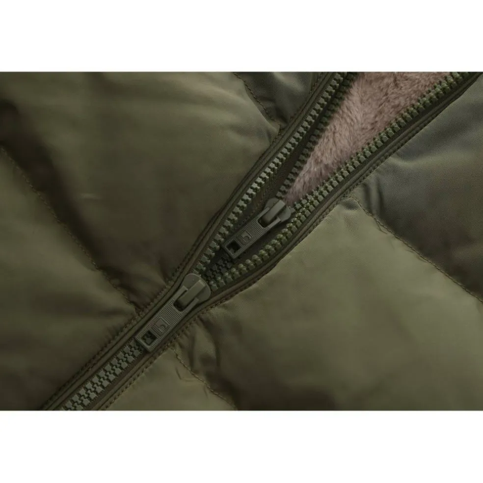 Womens 2 Zip Bubble Hooded Long Sleeve Short Puffer Jacket