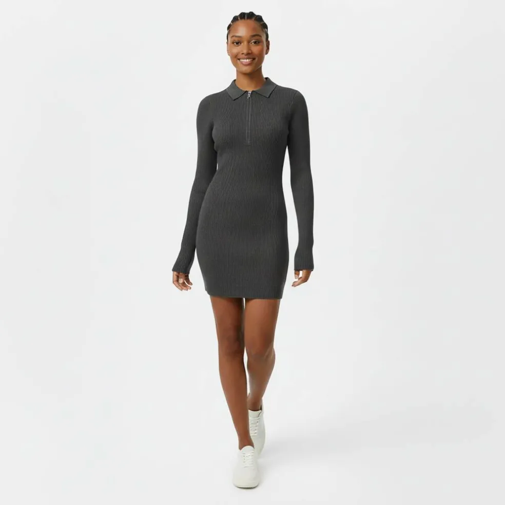 Women's Zipped Mini Knitted Jumper Dress