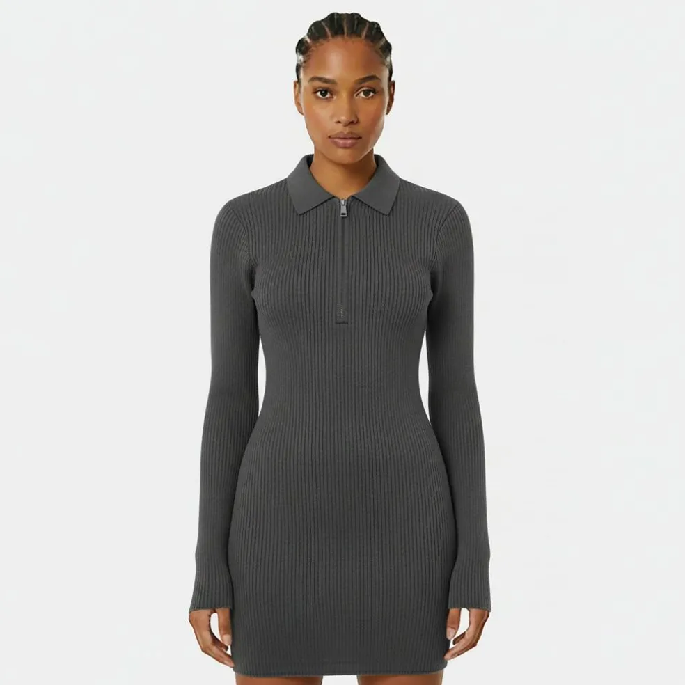 Women's Zipped Mini Knitted Jumper Dress