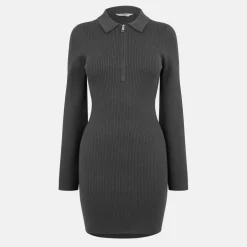 Women's Zipped Mini Knitted Jumper Dress