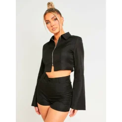 Women's Zip Through Tailored Cropped Long Sleeve Softshell Jacket
