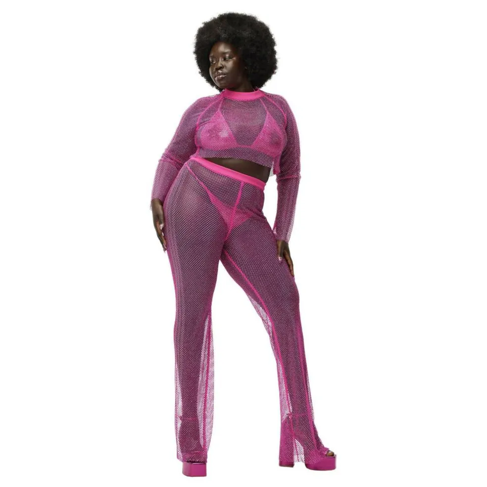 x Ivy Park Crystal Mesh Cover-Up Trousers Womens