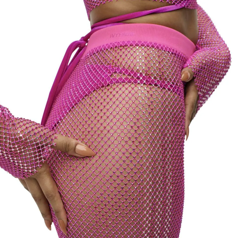 x Ivy Park Crystal Mesh Cover-Up Trousers Womens