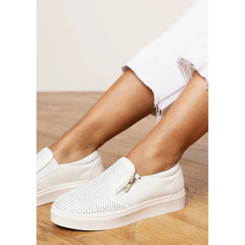 Zip detail Trainer with Diamante Toe