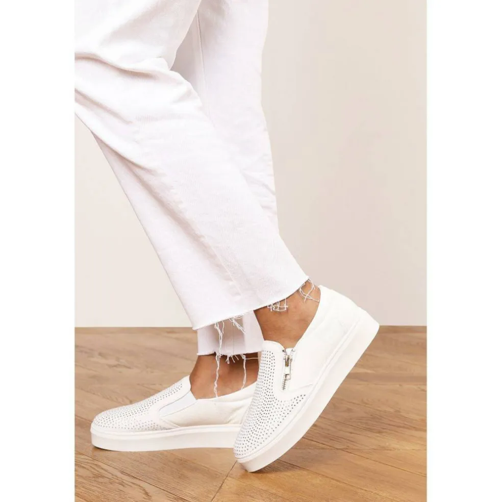 Zip detail Trainer with Diamante Toe