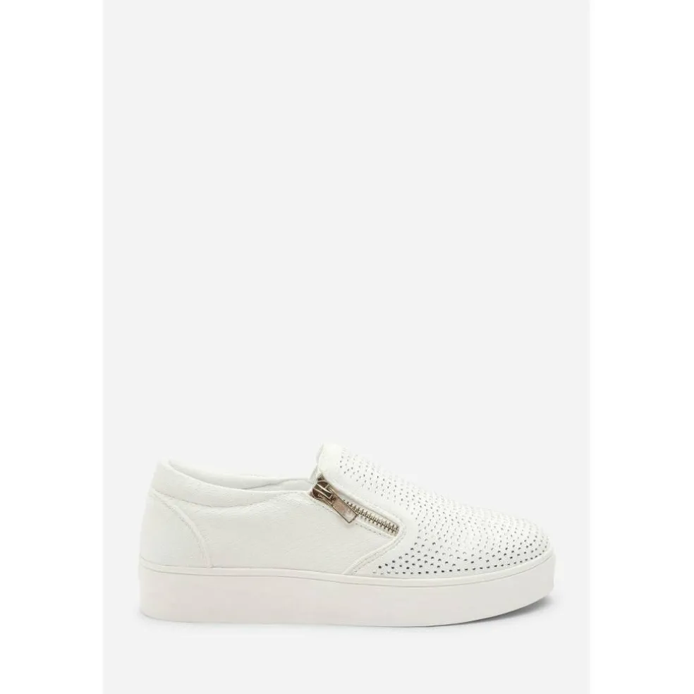 Zip detail Trainer with Diamante Toe
