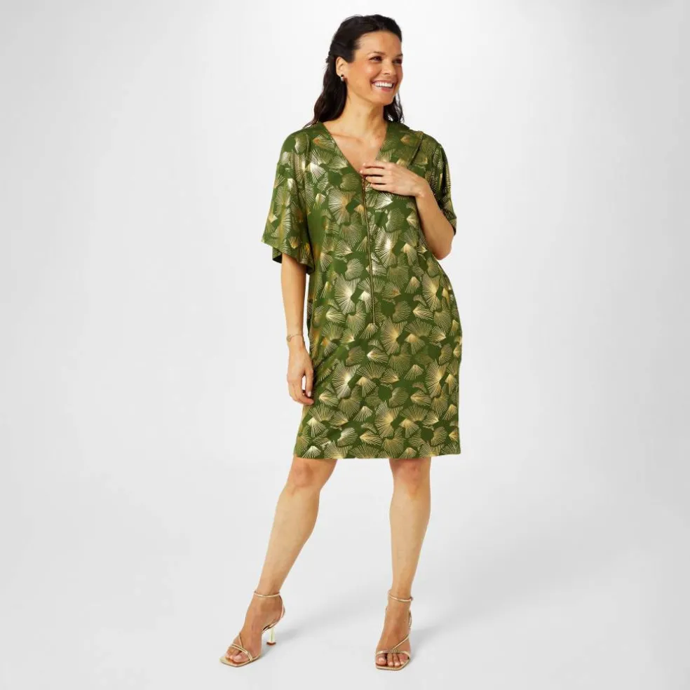 Zip Front Jersey Dress